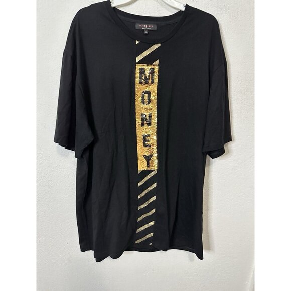 M Society Men’s Glittered Gold Money Black T Shirt Size 4XL - Picture 1 of 7